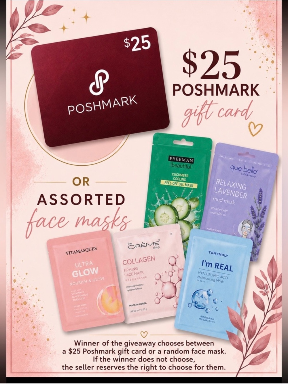 $25 Poshmark gift card or a face mask